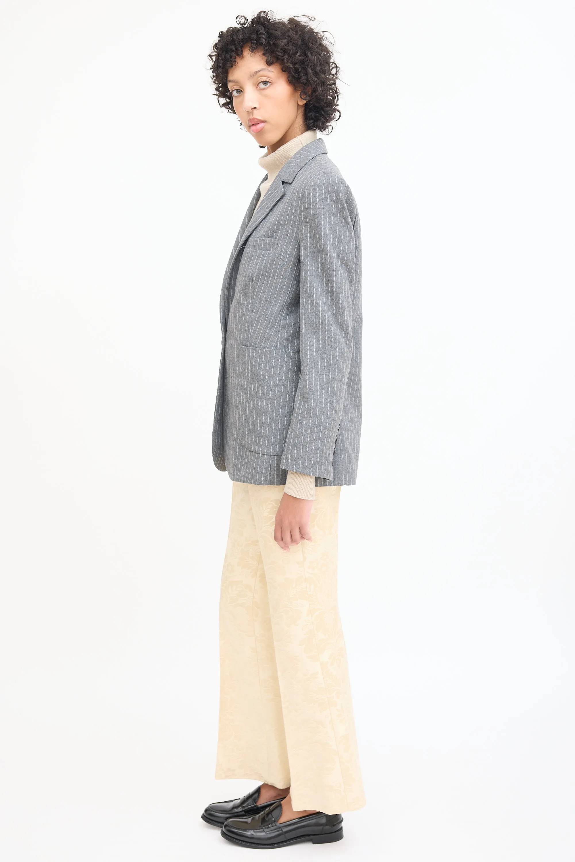 Grey & White Pinstripe Blazer
