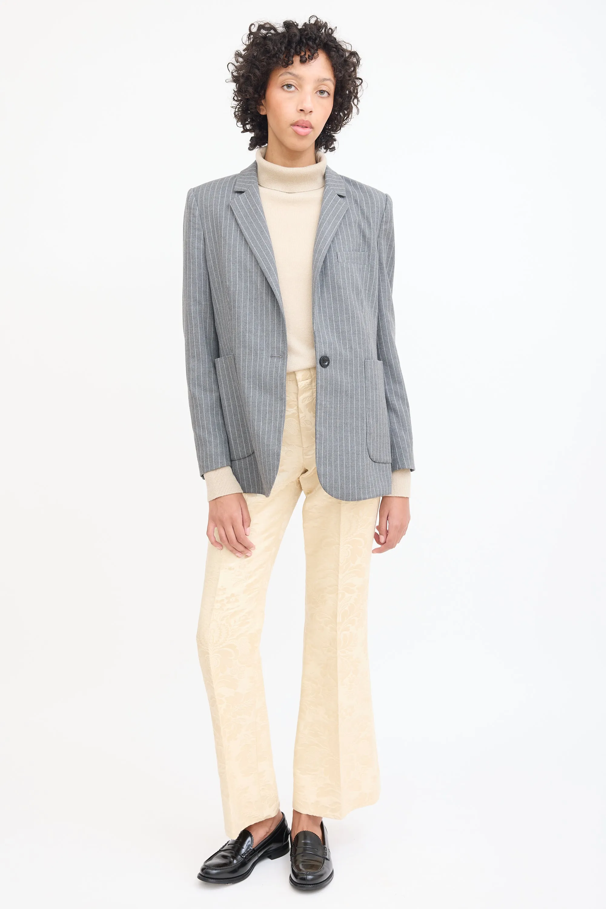 Grey & White Pinstripe Blazer