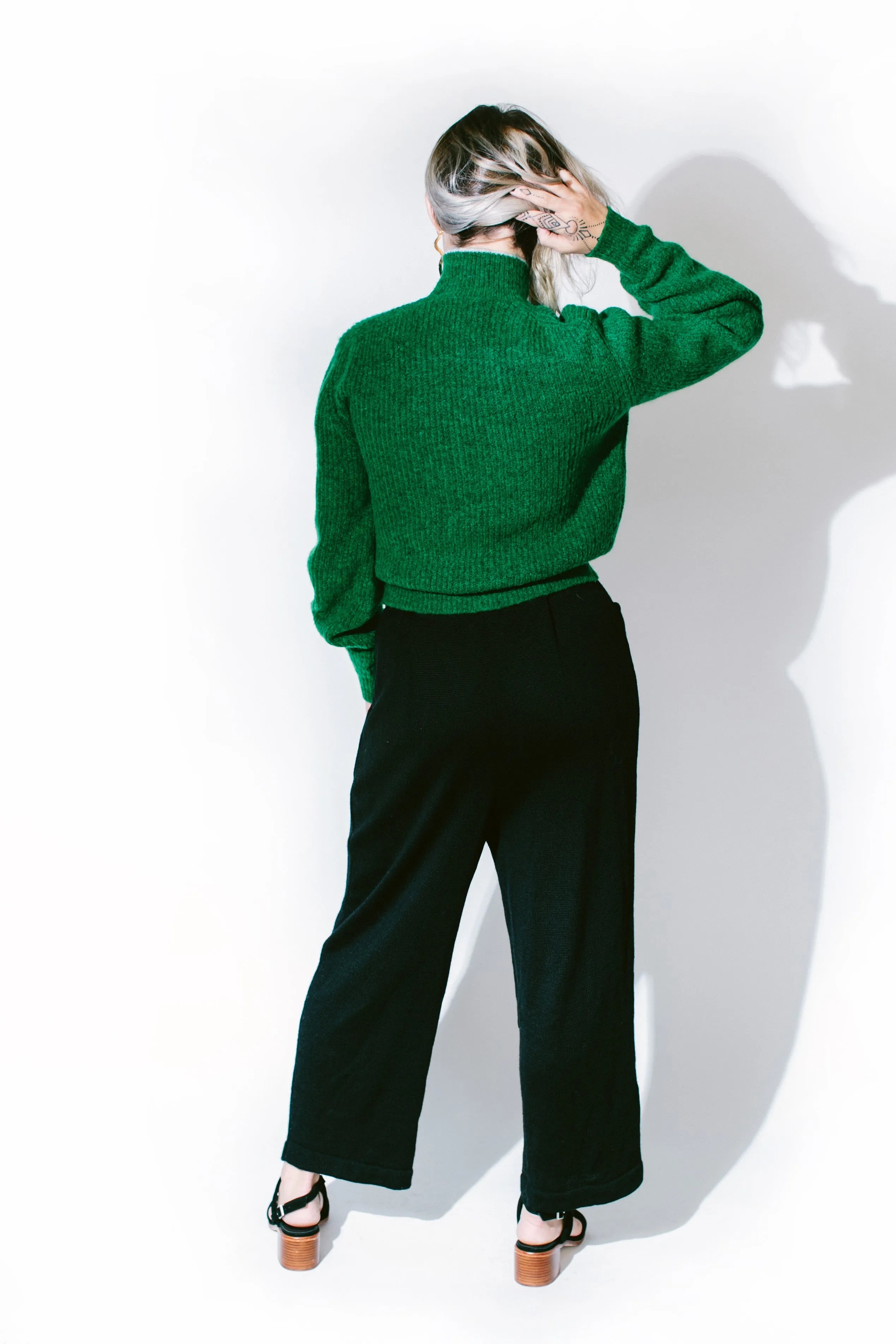 high-waisted alpaca trousers