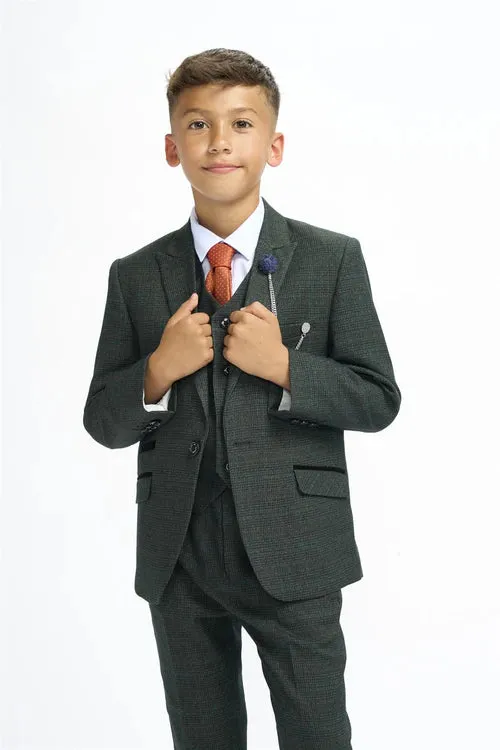 House of Cavani Boys Cardi Olive  Green 3pice Suit