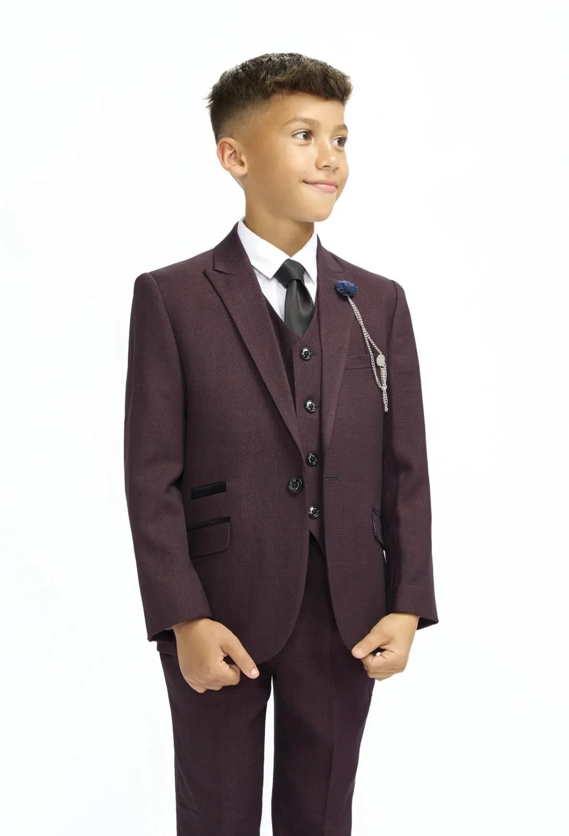 House of Cavani Cardi Boys Wine 3pice Suit