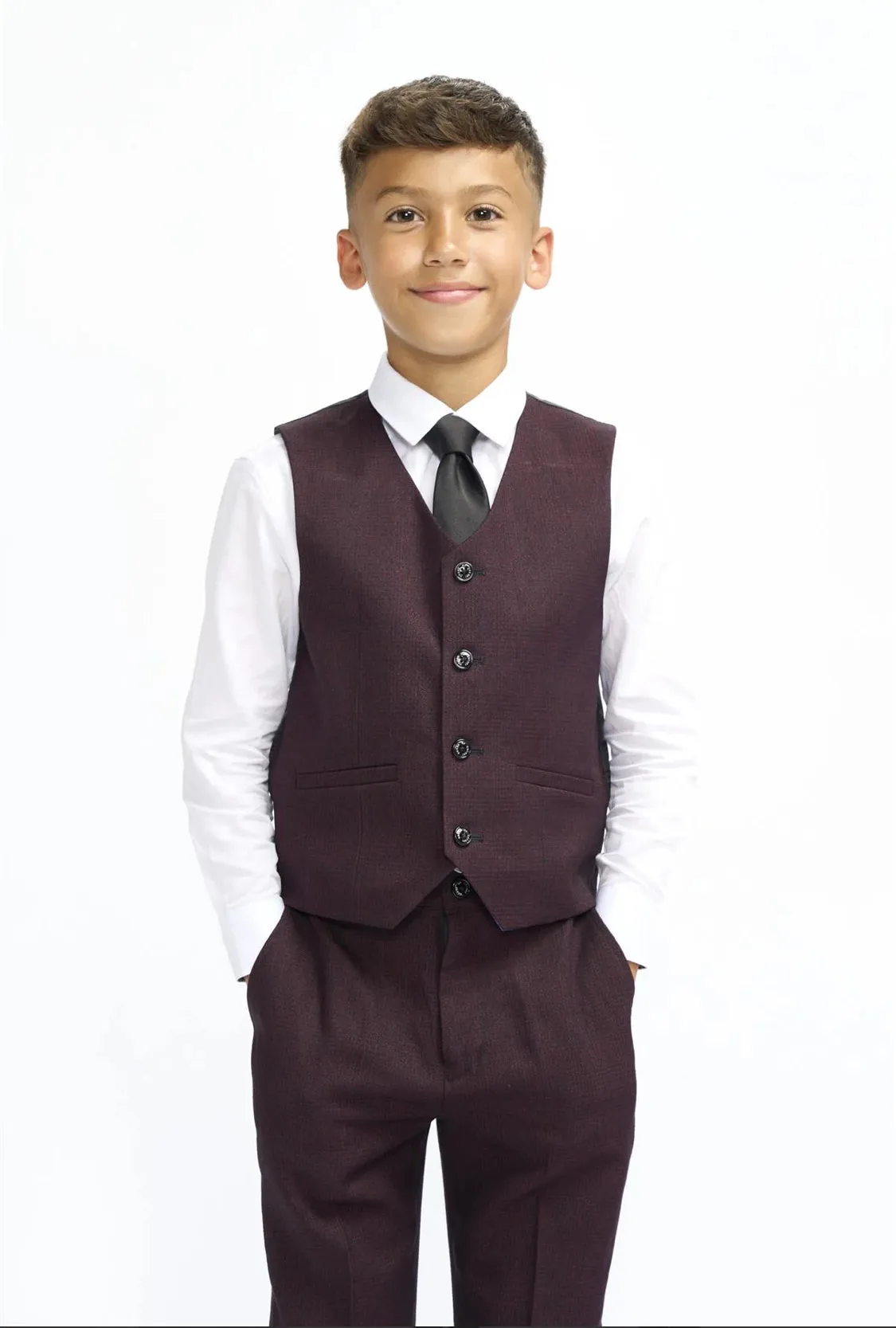 House of Cavani Cardi Boys Wine 3pice Suit