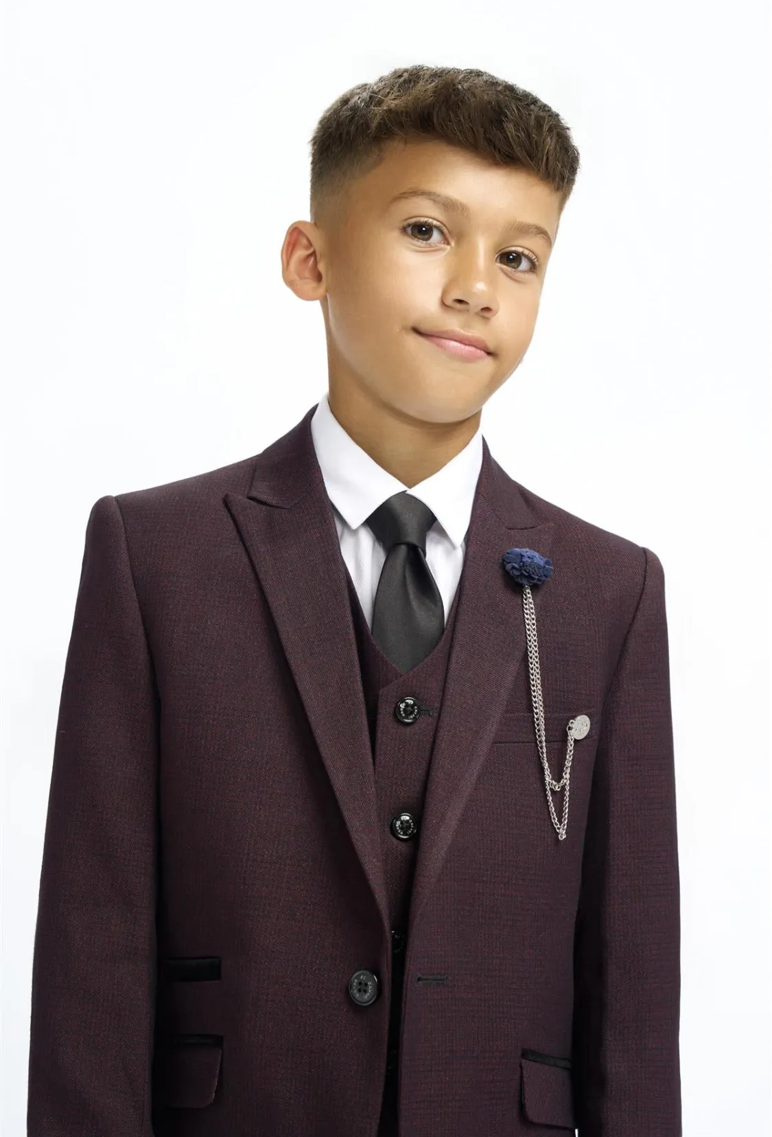 House of Cavani Cardi Boys Wine 3pice Suit