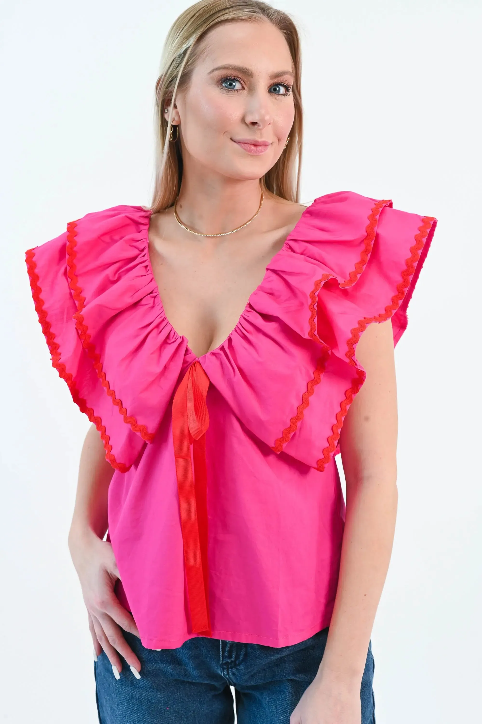 It Needs Passion Pink Ruffle Babydoll Top