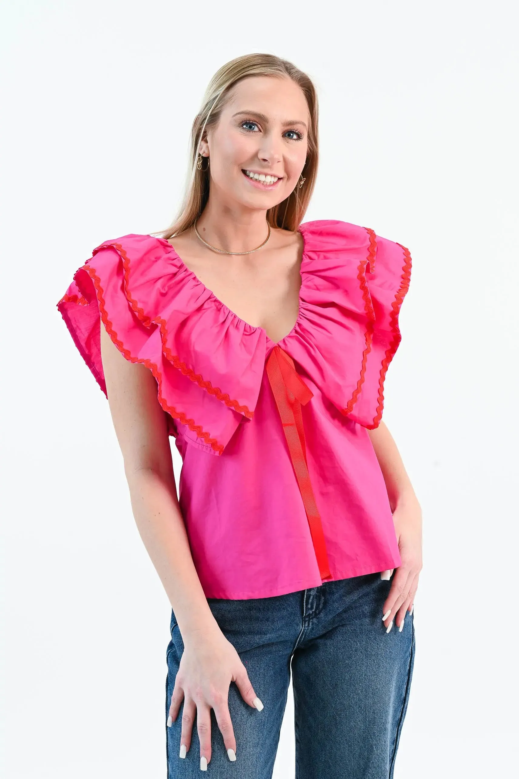 It Needs Passion Pink Ruffle Babydoll Top
