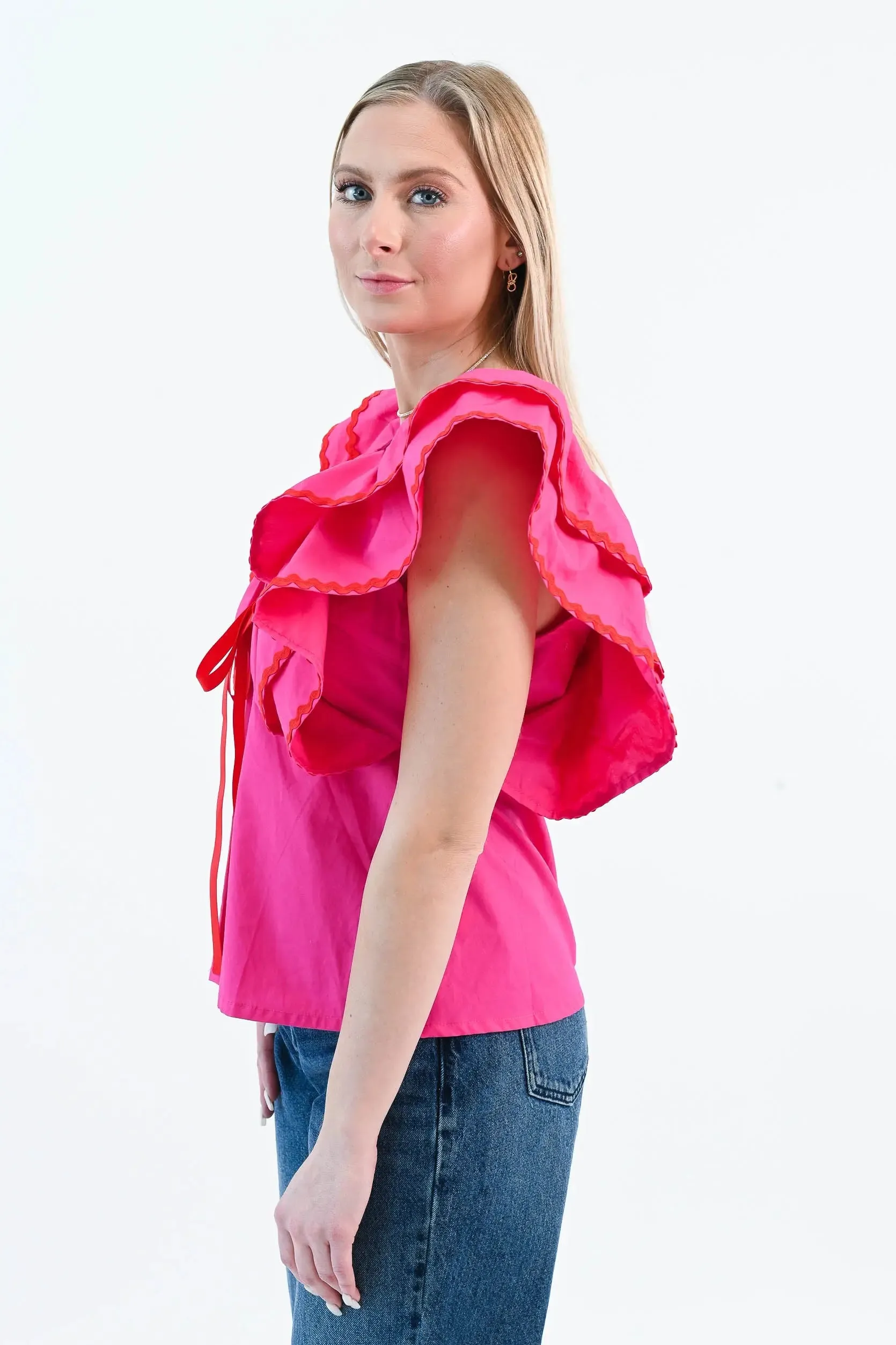It Needs Passion Pink Ruffle Babydoll Top