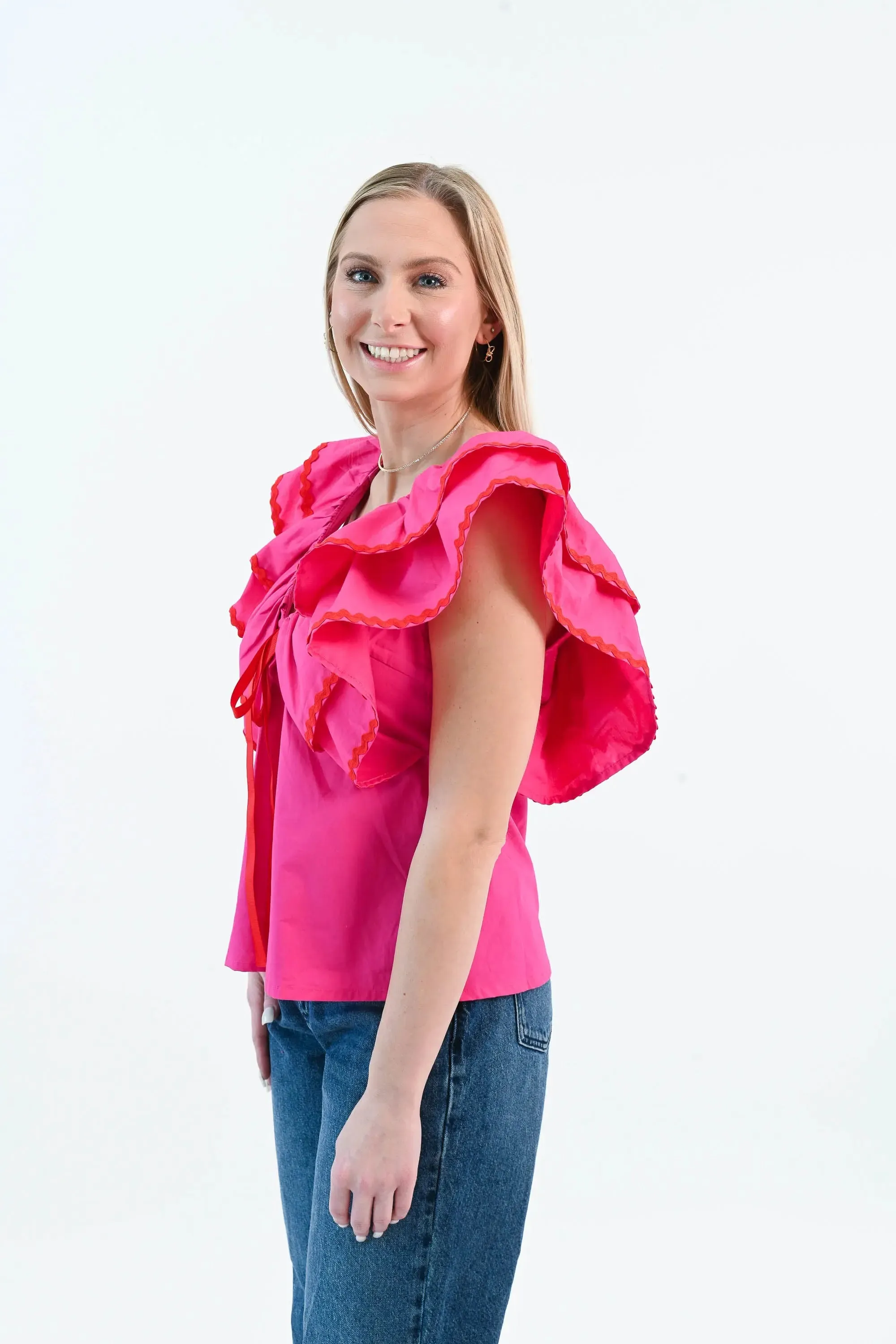 It Needs Passion Pink Ruffle Babydoll Top