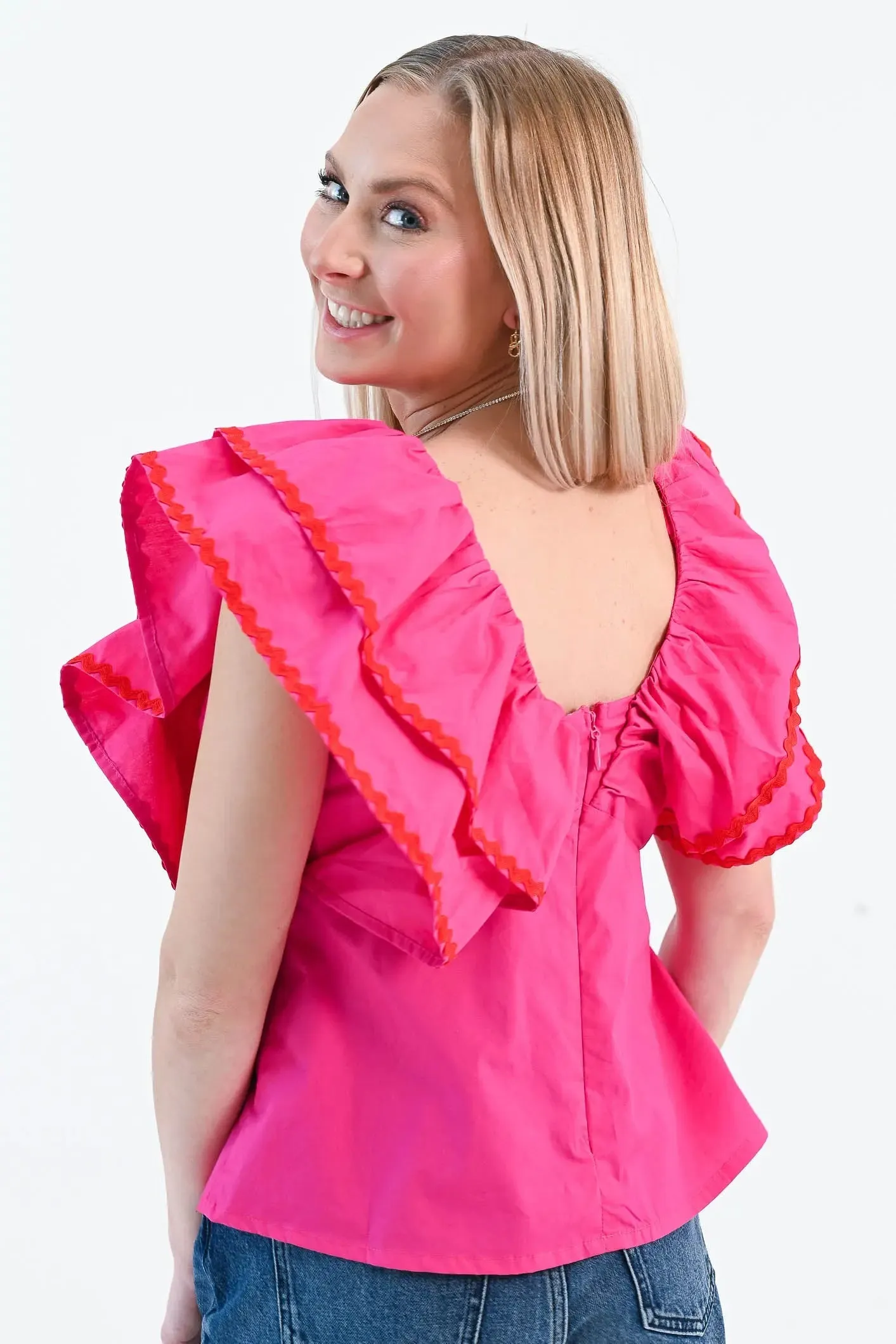 It Needs Passion Pink Ruffle Babydoll Top