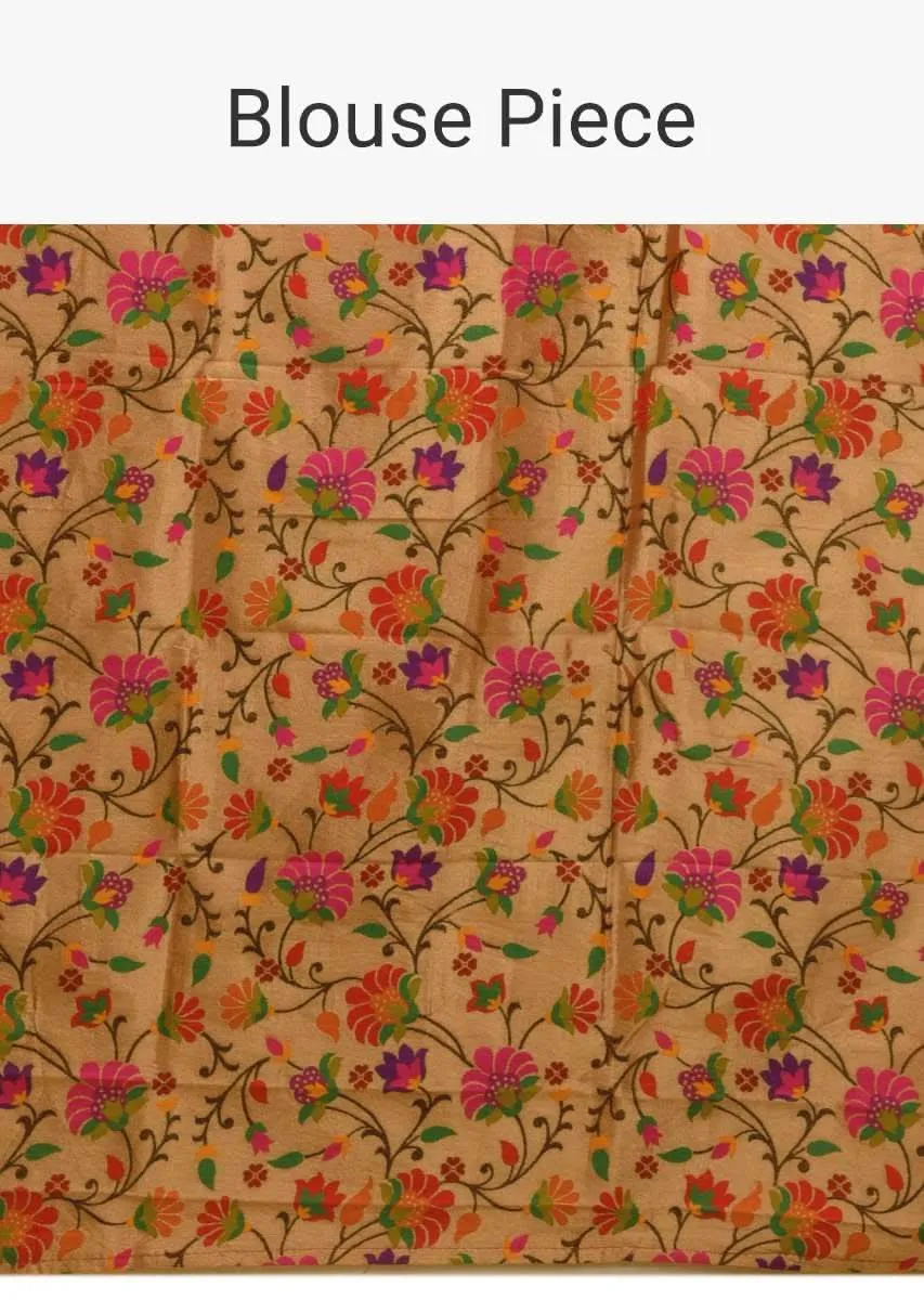 Ivory White Banarasi Saree In Silk With Brocade Woven Floral Jaal And Contrasting Magenta Brocade Border Along With Unstitched Blouse Online - Kalki Fashion