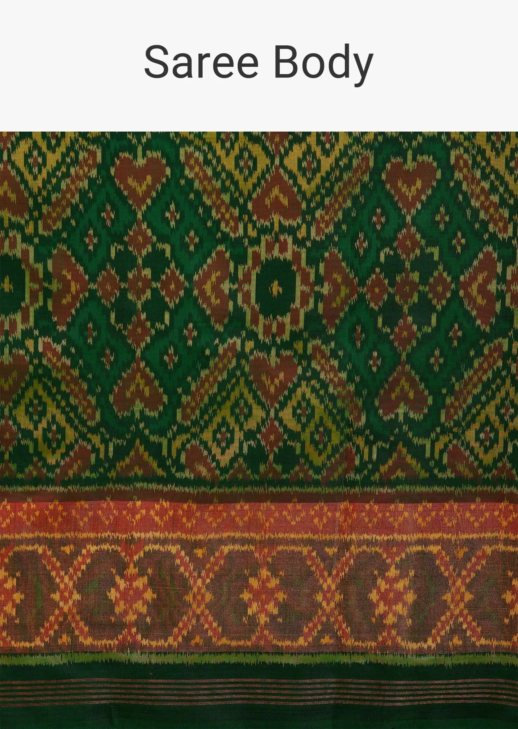 Jade Green Saree In Silk With Ikat Weave Patola Work