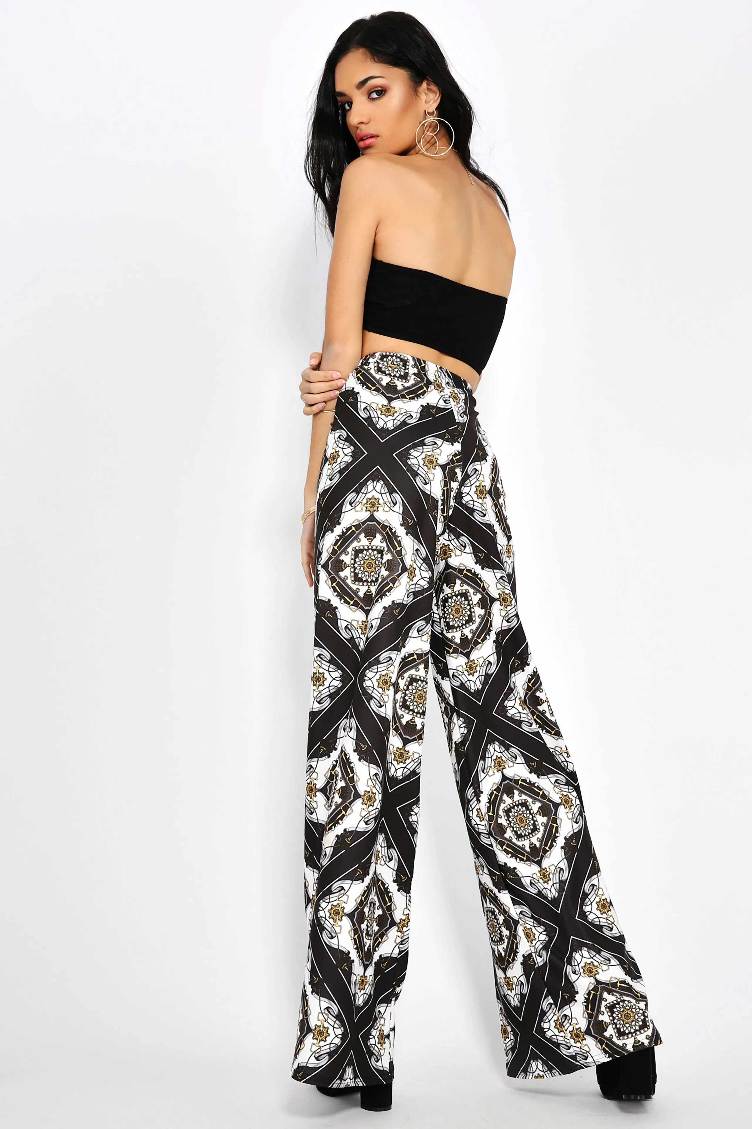 Multi High Waisted Palazzo Trousers