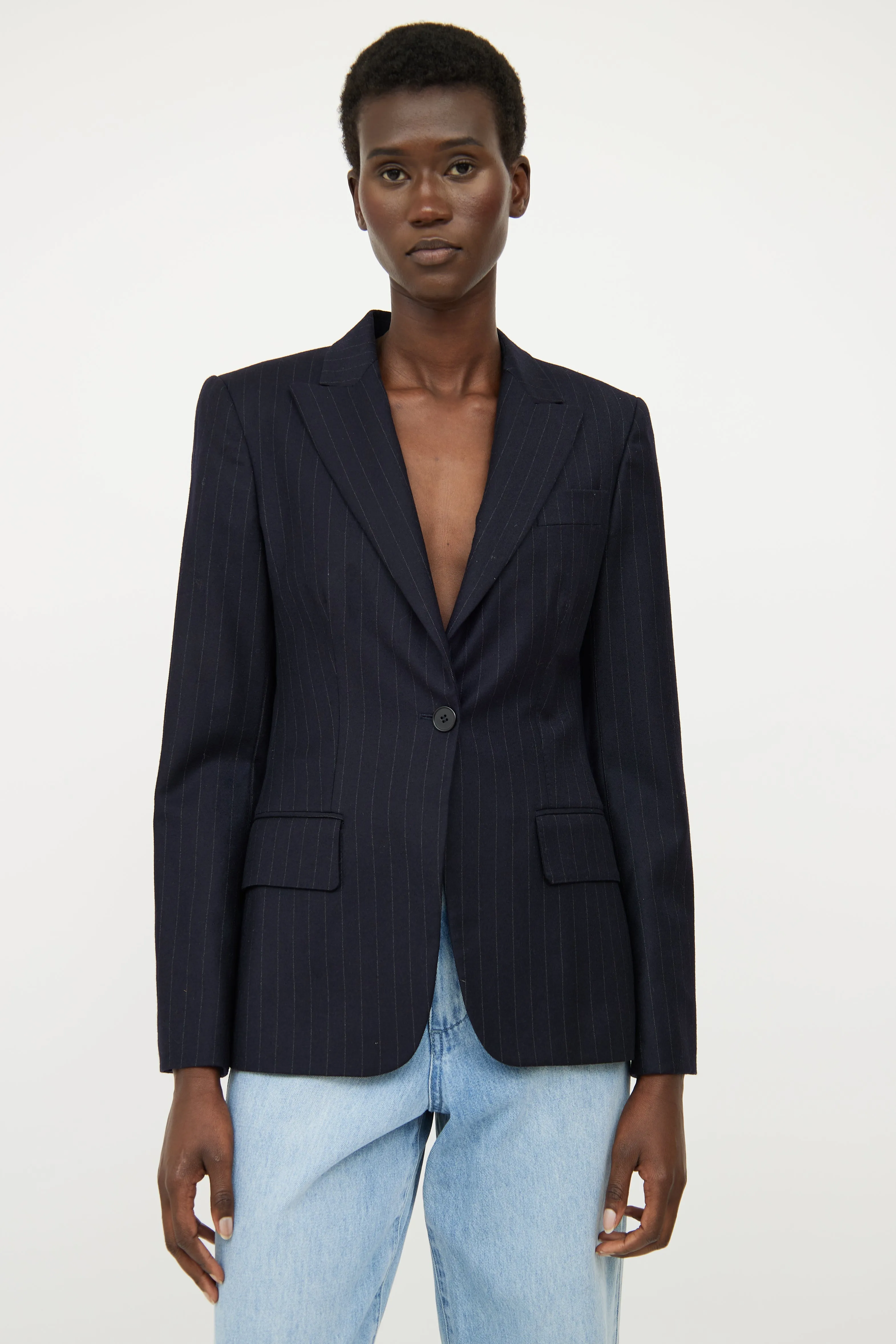 Navy Pinstripe Blazer