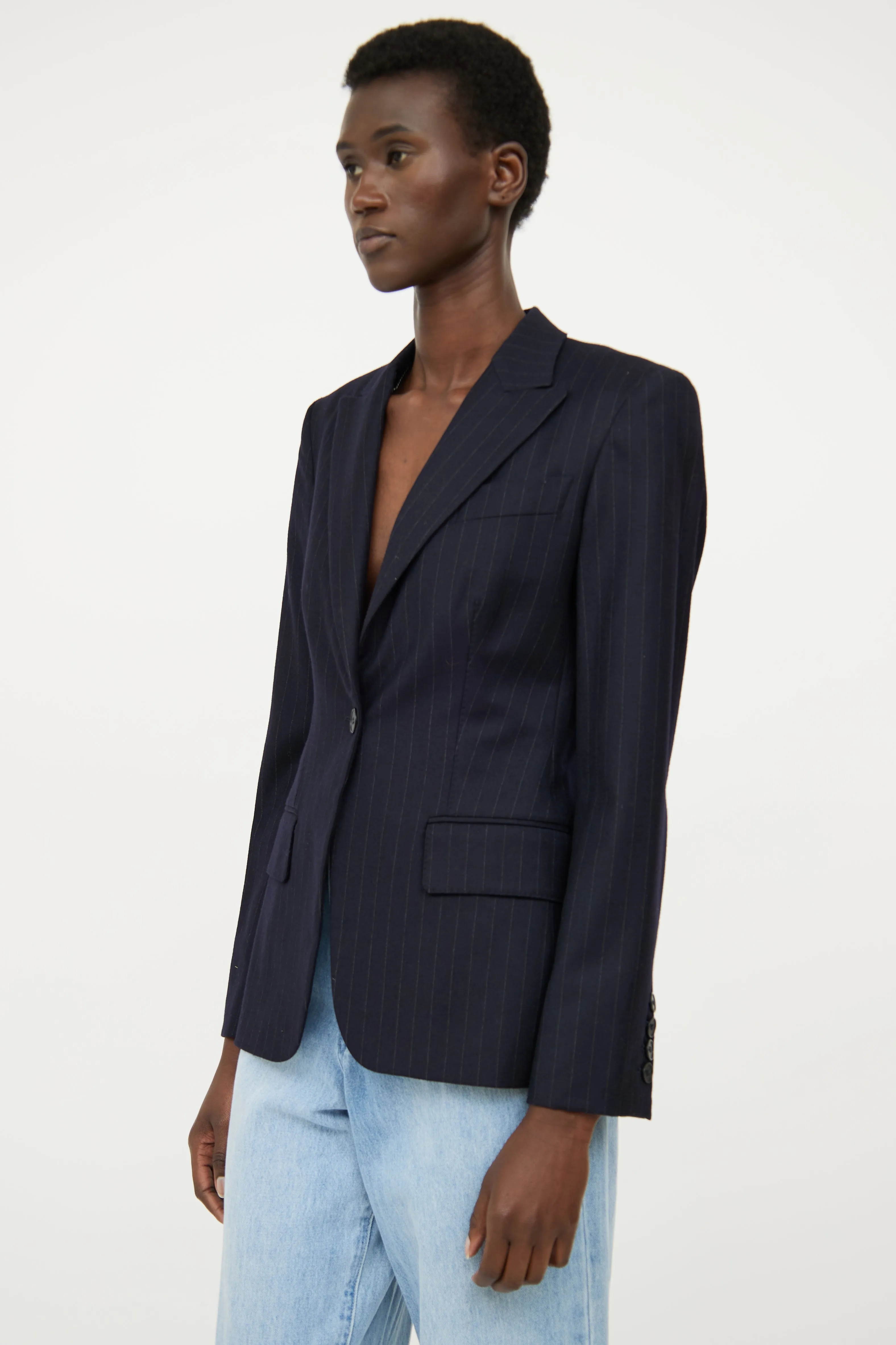 Navy Pinstripe Blazer