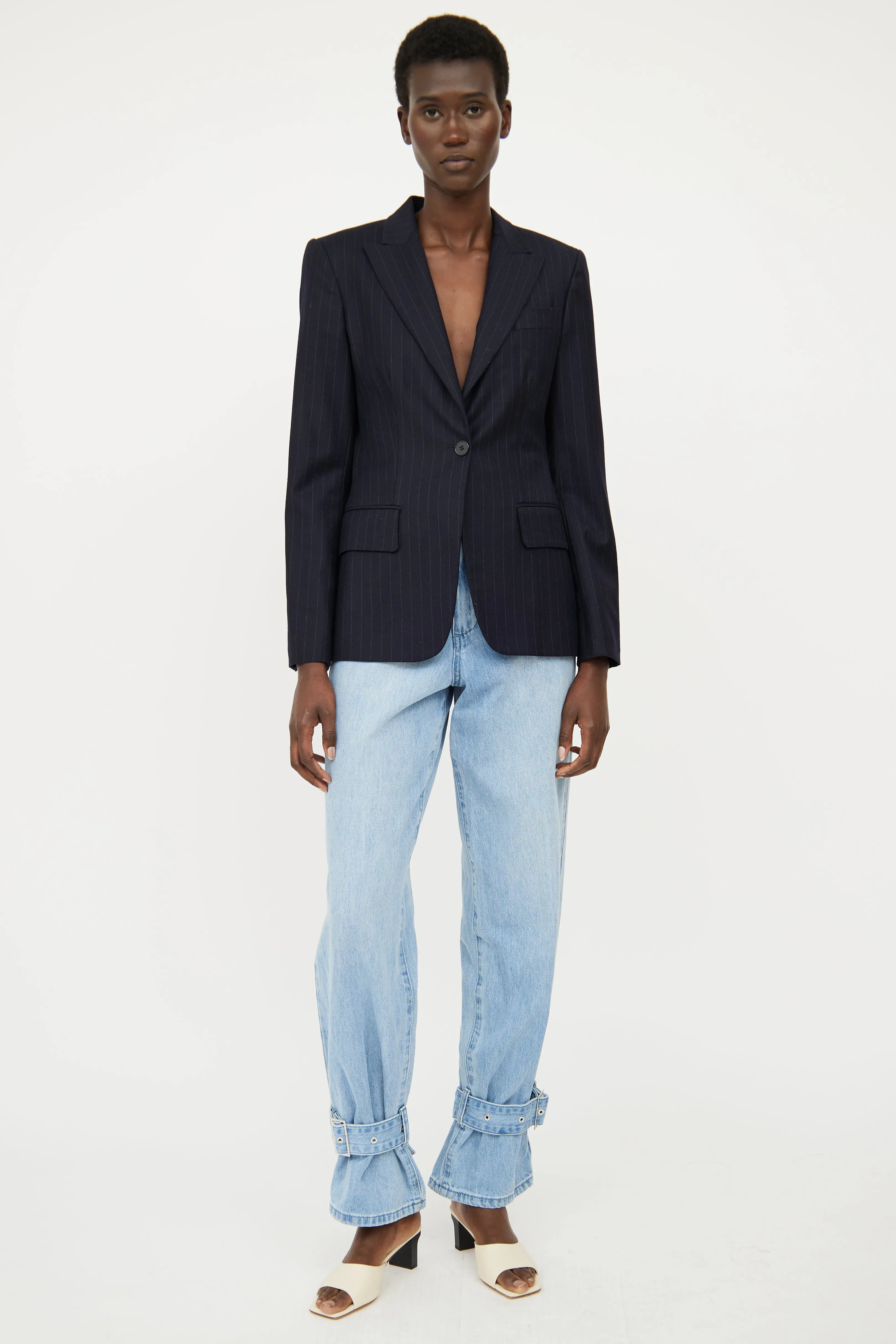 Navy Pinstripe Blazer