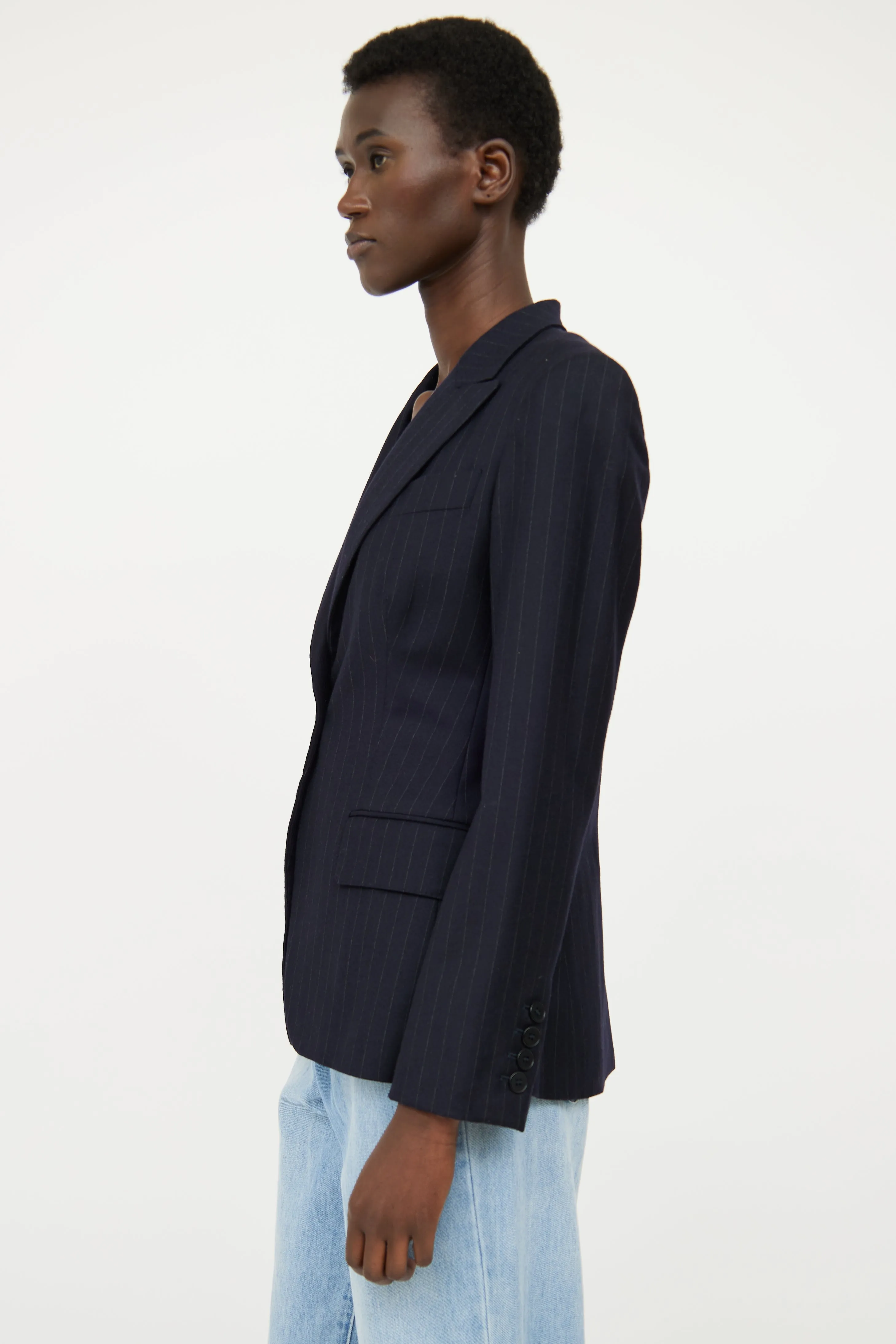 Navy Pinstripe Blazer