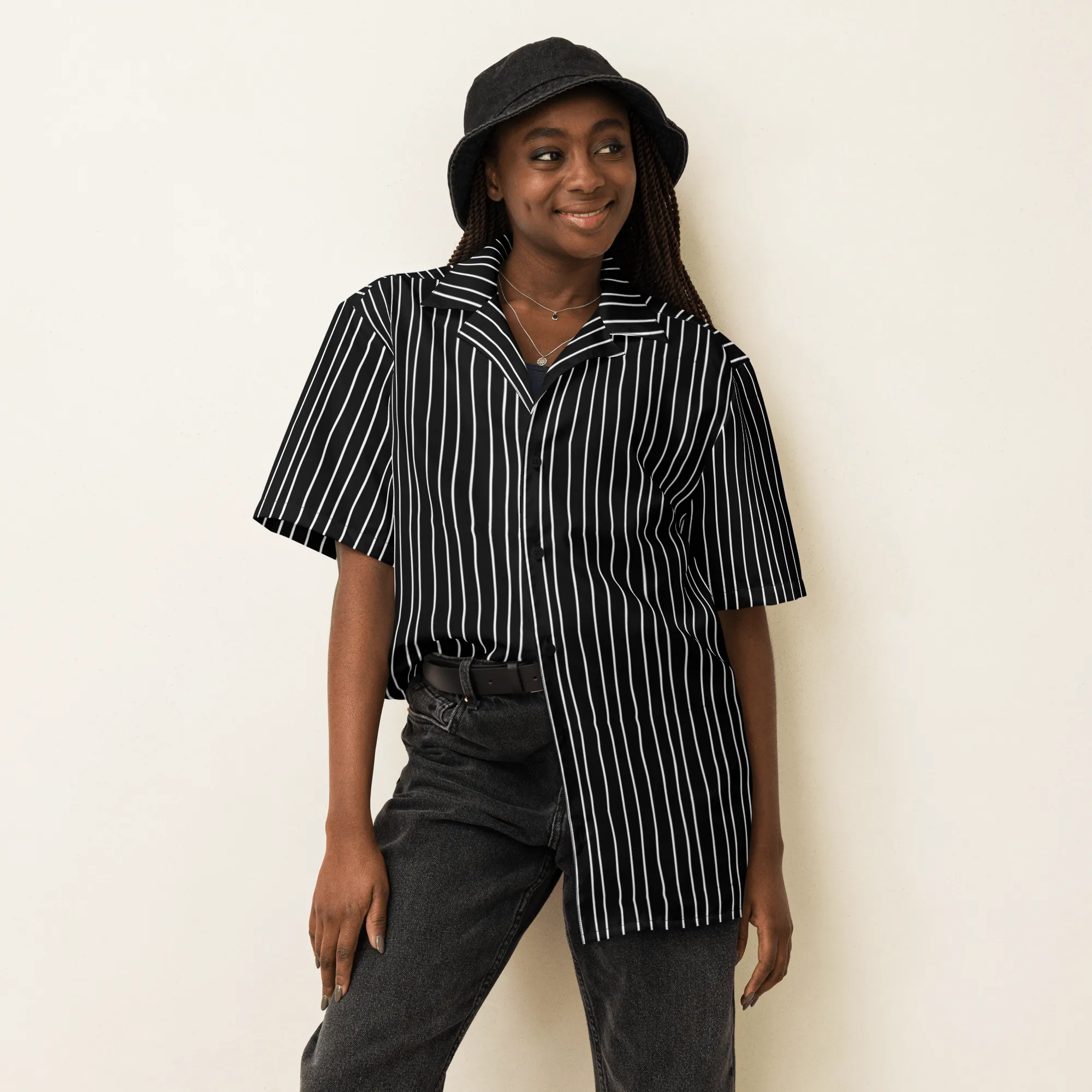 Pumpkin King Pinstripes Button-Up Shirt
