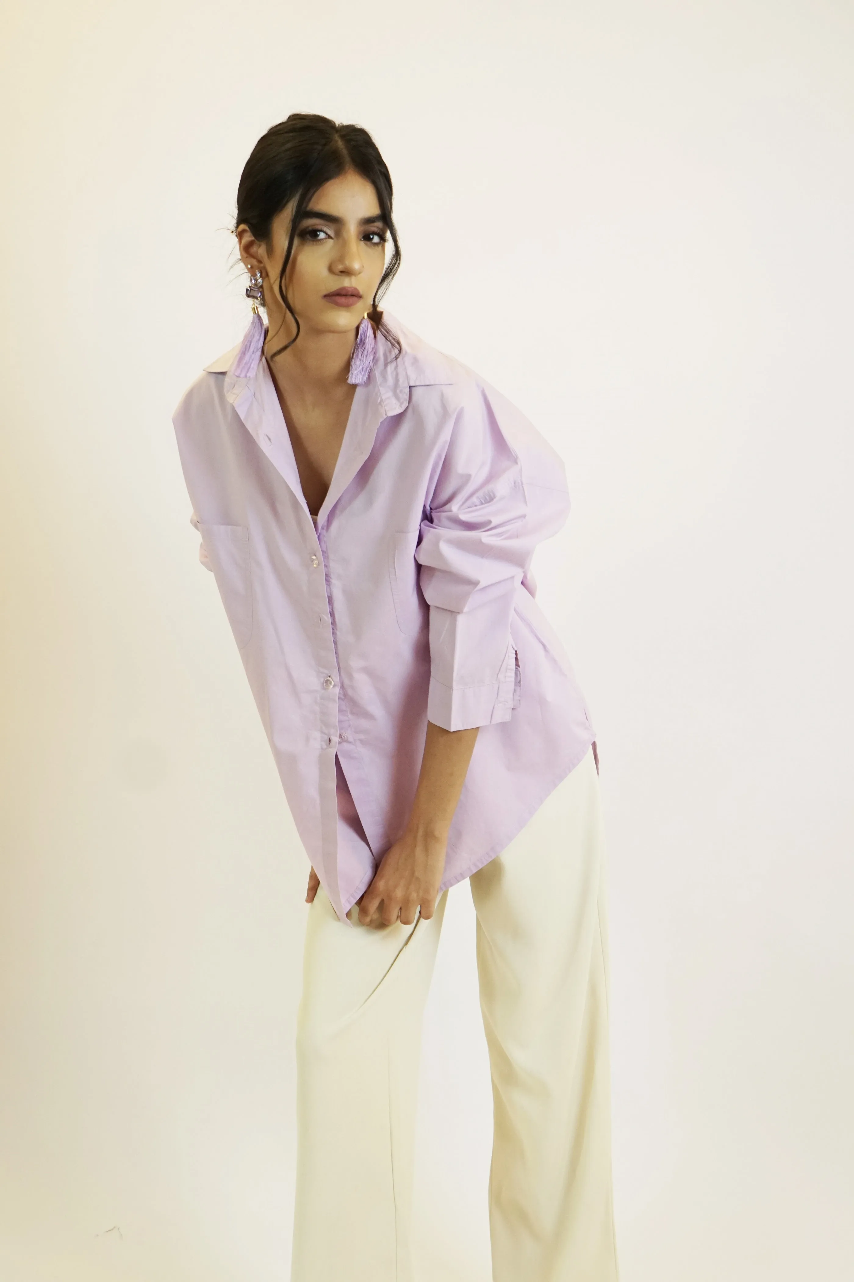 Rihana Button Down Shirt Lilac