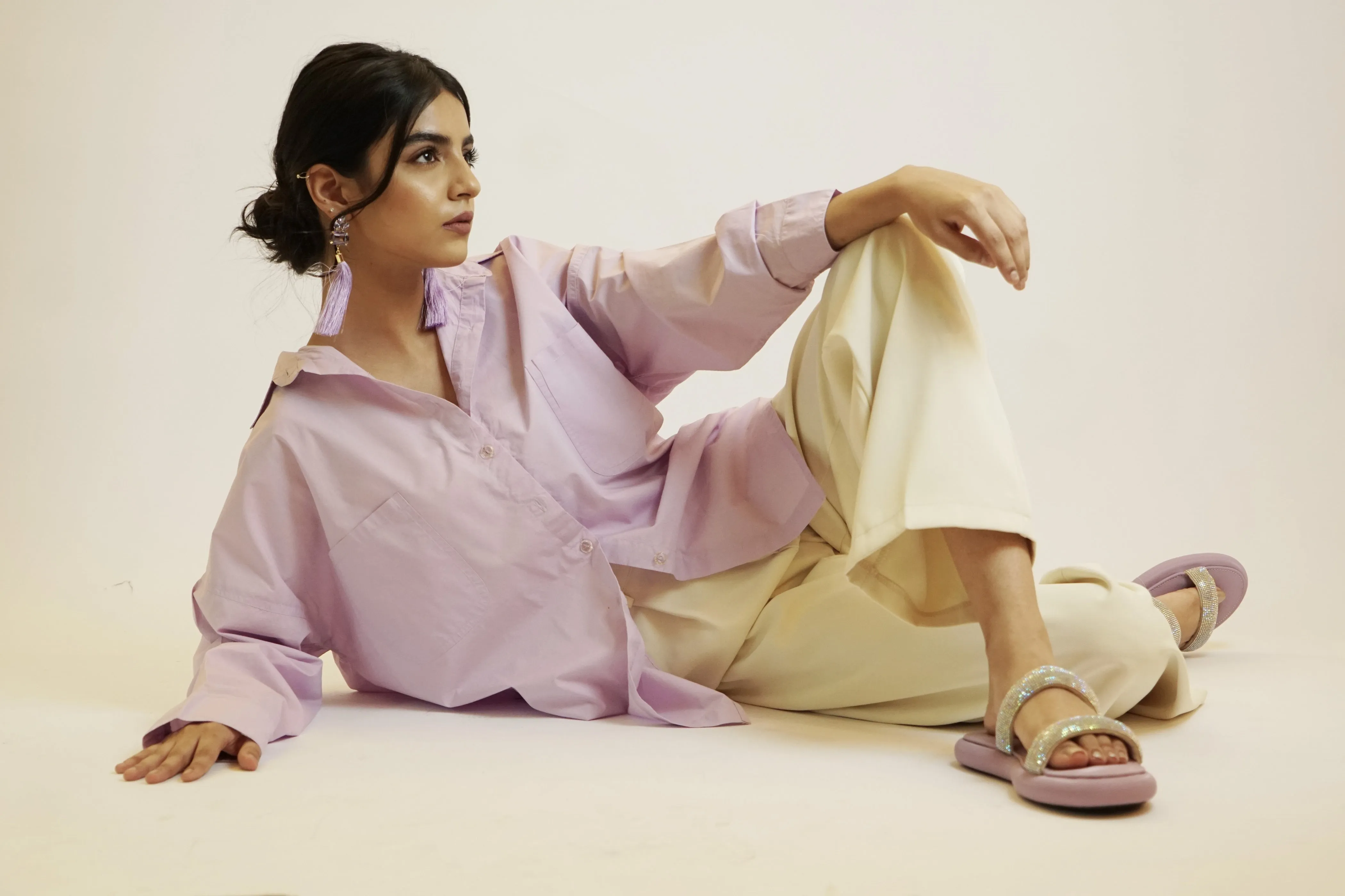 Rihana Button Down Shirt Lilac