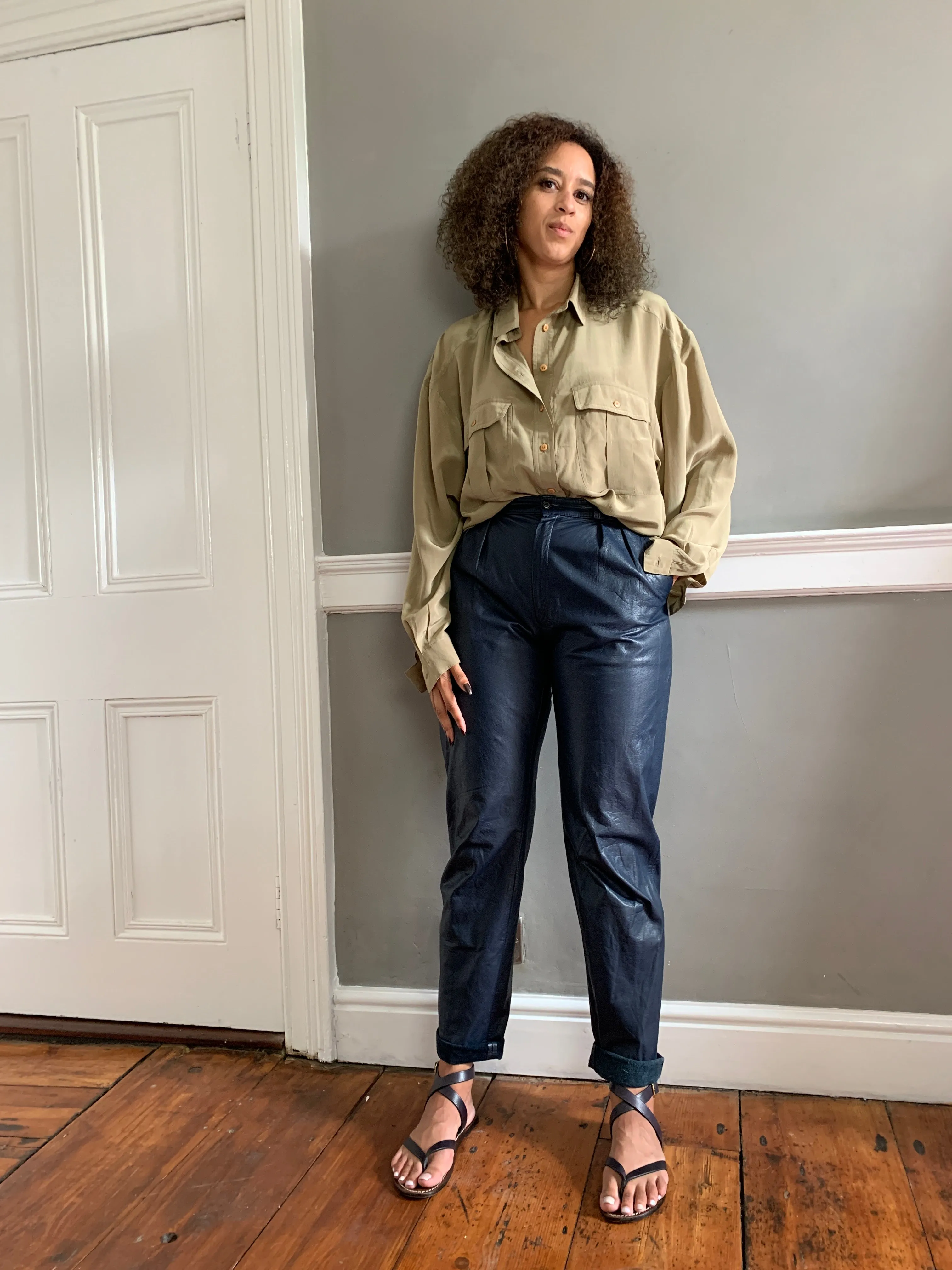 Vintage high waisted leather trousers