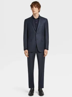 Zegna Navy Blue Milano Trofeo™ Wool Suit in Pinpoint Pattern