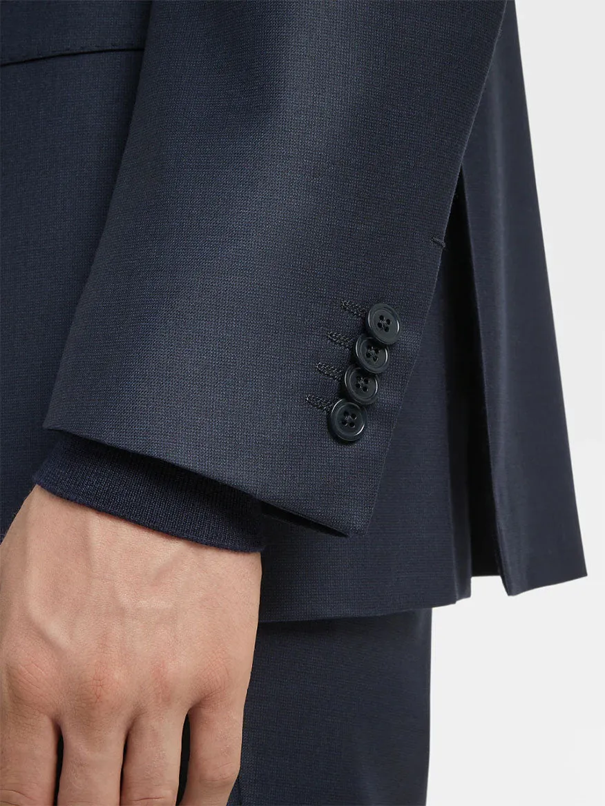 Zegna Navy Blue Milano Trofeo™ Wool Suit in Pinpoint Pattern