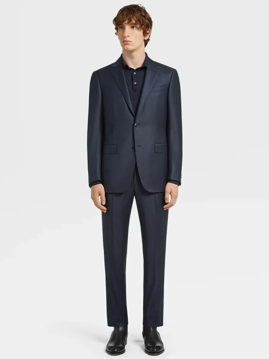 Zegna Navy Blue Milano Trofeo™ Wool Suit in Pinpoint Pattern